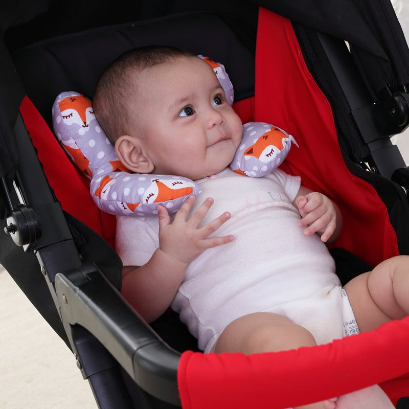 Cute cartoon pattern baby U-shaped pillow, travel car seat, neck protection, two fixed corners, trolley pillow wholesale, bear size 25 * 23cm - Image 3