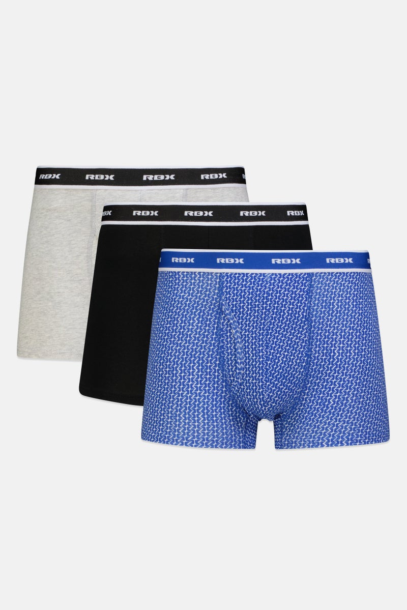 RBX Men 3 Piece Brand Logo Boxer Brief, Multicolor - Image 1