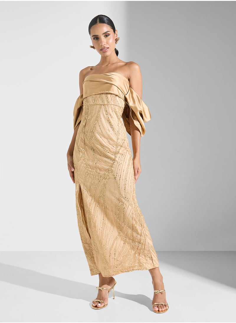 Ella Limited Edition - Off Shoulder Embellished Dress With Slit - Image 1
