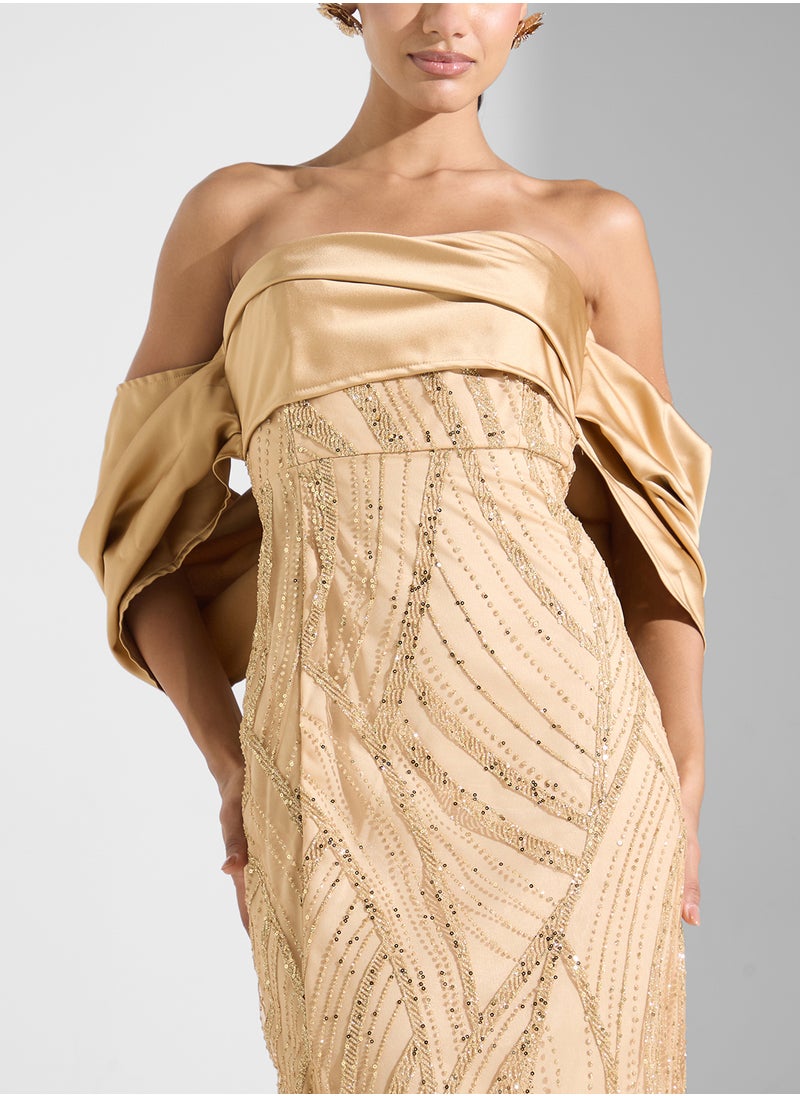 Ella Limited Edition - Off Shoulder Embellished Dress With Slit - Image 1