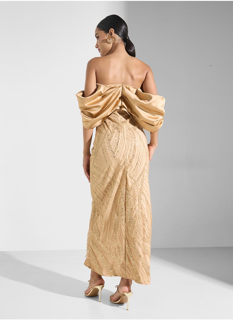 Ella Limited Edition - Off Shoulder Embellished Dress With Slit - Image 1