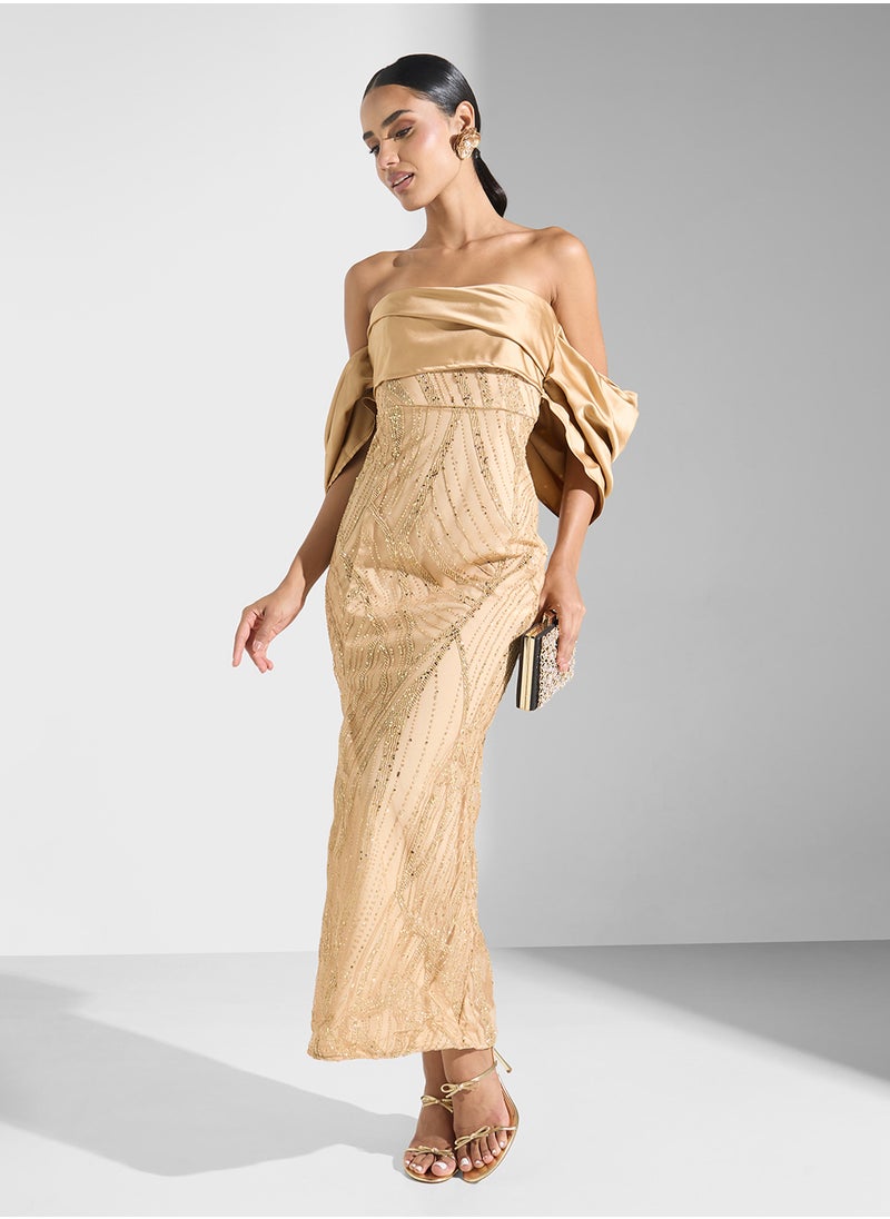 Ella Limited Edition - Off Shoulder Embellished Dress With Slit - Image 1