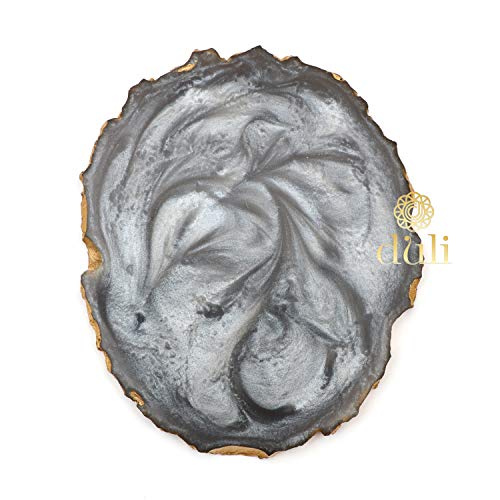 DULI Set of 6 Resin Tea Coasters (10 * 8 cm) (Grey) - Image 4