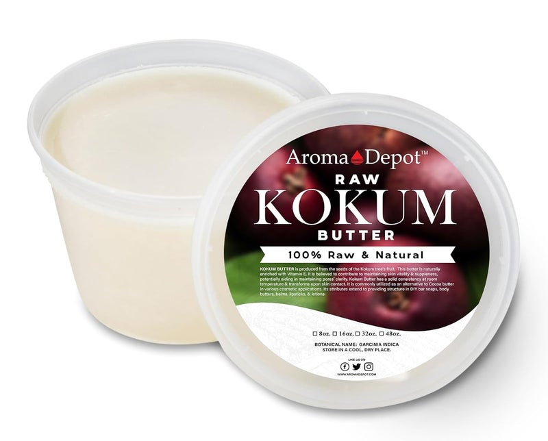 Aroma Depot Aroma Depot 12 oz Raw Kokum Butter Great for Skin Body and Hair 100 Pure I Natural I Cold Pressed I Thickener for Body Butters Sunscreens Soaps Deodorants and Lotions
