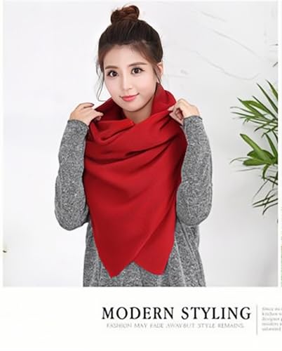 Wander Agio Women's Warm Long Shawl Winter Large Scarf Pure Color Wine Red - Image 3
