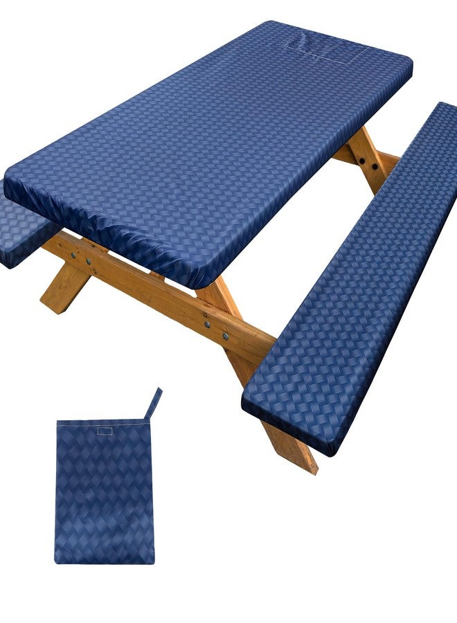 pickyNproud Picnic Table Cover with Bench Covers Portable Table Cloth Built-in Storage Pocket Picnic Table Covers With Elastic Waterproof Camping Essentials for RV Camping - Image 1