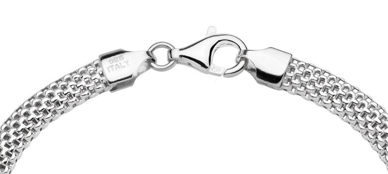 Miabella 925 Sterling Silver Italian 5mm Mesh Link Chain Bracelet for Women, Made in Italy (7 Inches) - Image 3