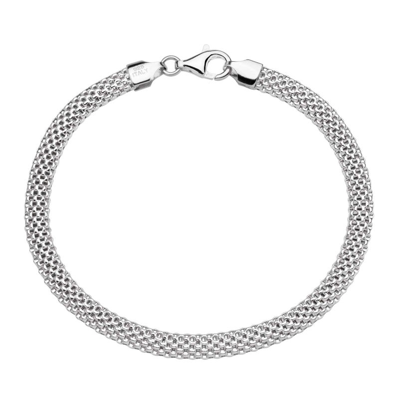 Miabella 925 Sterling Silver Italian 5mm Mesh Link Chain Bracelet for Women, Made in Italy (7 Inches) - Image 4