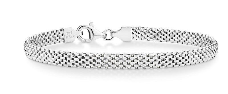 Miabella 925 Sterling Silver Italian 5mm Mesh Link Chain Bracelet for Women, Made in Italy (7 Inches) - Image 1