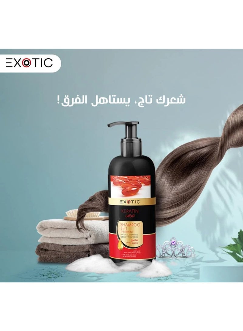 إكزوتك شامبو معالج بالكيراتين إكزوتيك 3 في 1، 1000 مل - Image 2