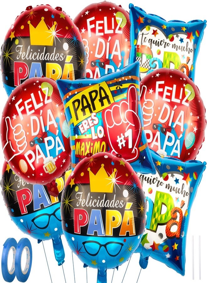 AxiyanX Happy Fathers Day Balloons 9Pcs 18" - Foil Self-Sealing Balloon Kit, Spanish & Custom Dad Decorations, Father's Day Party Arch, Banner & Backdrop Supplies - Image 1