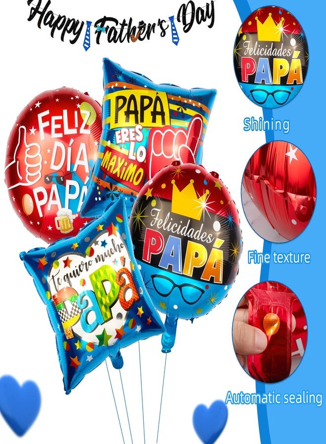 AxiyanX Happy Fathers Day Balloons 9Pcs 18" - Foil Self-Sealing Balloon Kit, Spanish & Custom Dad Decorations, Father's Day Party Arch, Banner & Backdrop Supplies - Image 3
