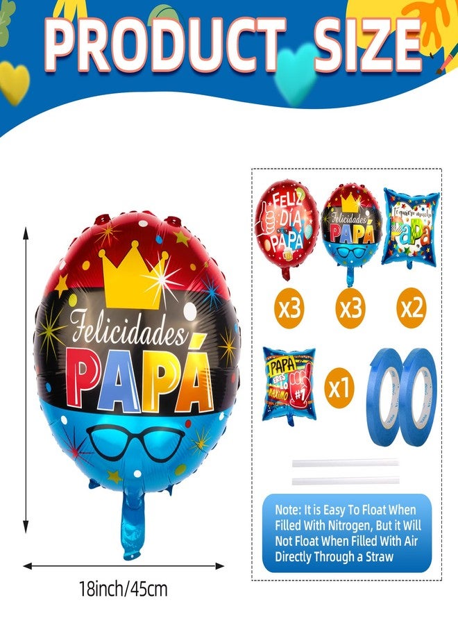 AxiyanX Happy Fathers Day Balloons 9Pcs 18" - Foil Self-Sealing Balloon Kit, Spanish & Custom Dad Decorations, Father's Day Party Arch, Banner & Backdrop Supplies - Image 2