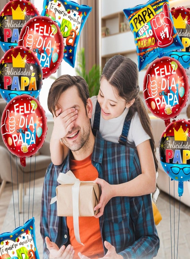 AxiyanX Happy Fathers Day Balloons 9Pcs 18" - Foil Self-Sealing Balloon Kit, Spanish & Custom Dad Decorations, Father's Day Party Arch, Banner & Backdrop Supplies - Image 5