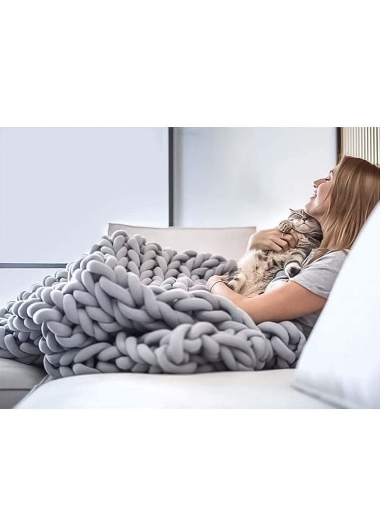 SYOSI Arm Knitting Yarn for Chunky Braided Knot Throw Blanket DIY Soft Extra Cotton Washable, Bulky Giant Yarn for Weave Craft Crochet Sofa Blanket Pillow Pet Bed 3CM W / 36Feet L, 1.1LB - Image 4