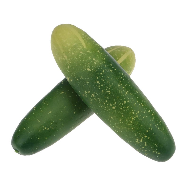 Meiwlong 2 PCS Artificial Lifelike Green Cucumber Fake Realistic Plastic Vegetable Decoration Home Kitchen Faux Props Ornament Party Festival