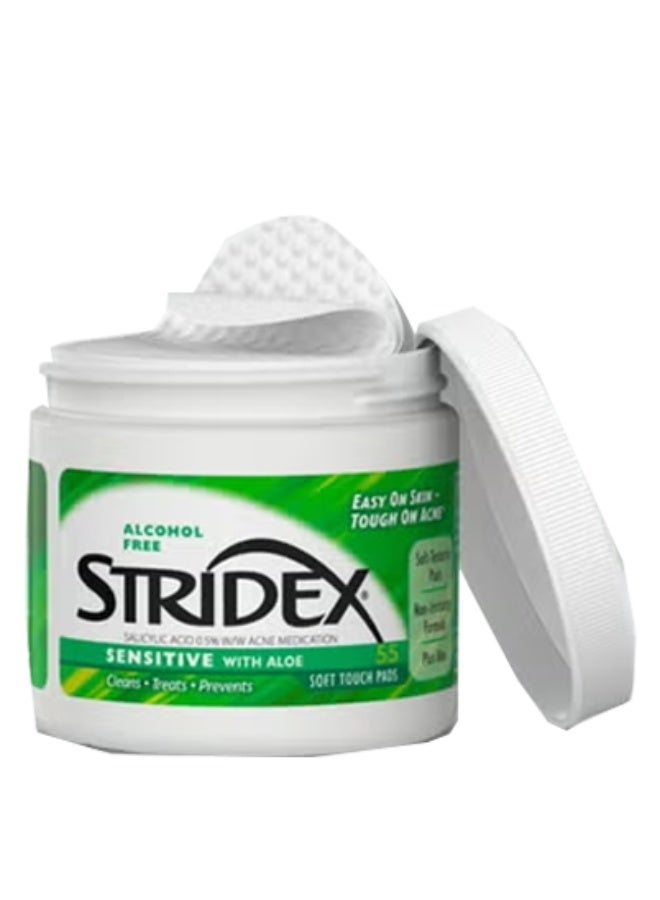 Stridex Sensitive Skin Pads with Aloe Vera Extract -55 Pieces - Image 1