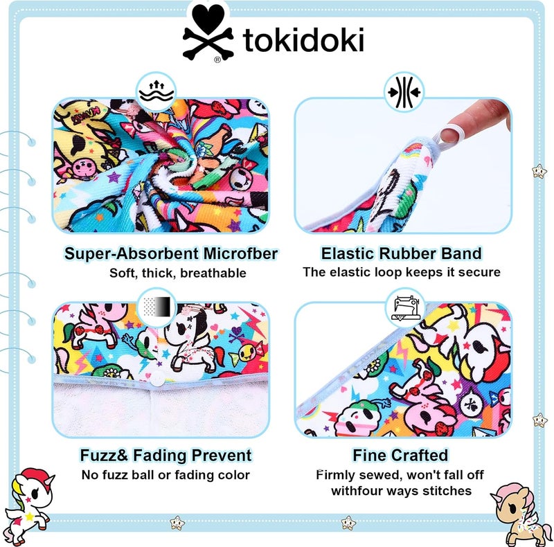 Tokidoki 2 Pack Unicorno Microfiber Hair Towel, 23.6"X10" Cartoon Hair Towel Wrap for Women, Super Absorbent Soft Hair Drying Towel for Curly Hair Long Hair - Image 5