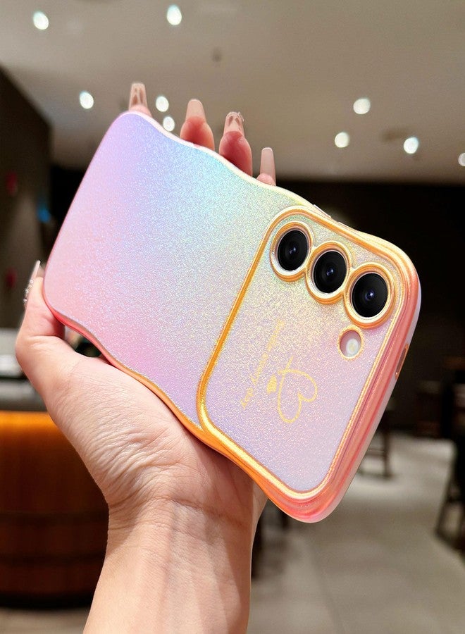 جراب LCHULLE لهاتف سامسونج جالاكسي S23، جراب هاتف بتصميم موجة لطيفة وشكل قلب ملتف للنساء والفتيات، غطاء حماية فاخر مقاوم للصدمات لهاتف سامسونج S23، لون بنفسجي فاتح ملون - Image 2