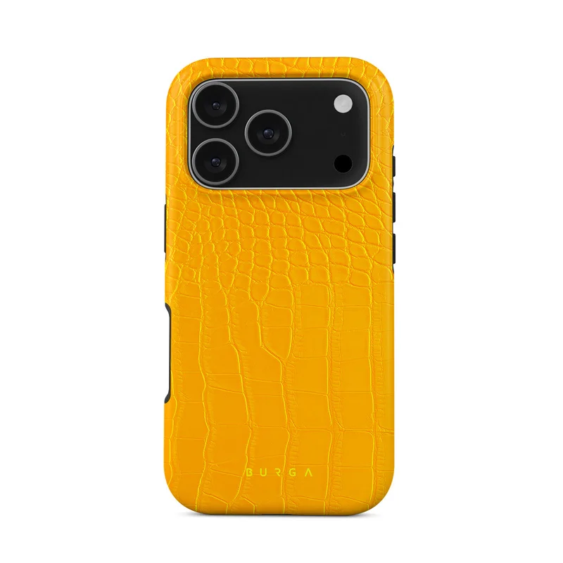 بورجا جراب فاخر لهاتف iPhone 17 Pro بلون أصفر كناري متوافق مع هيكل صلب مزدوج الطبقات هجين + حماية من السيليكون - غطاء محمول مقاوم للخدش والصدمات
