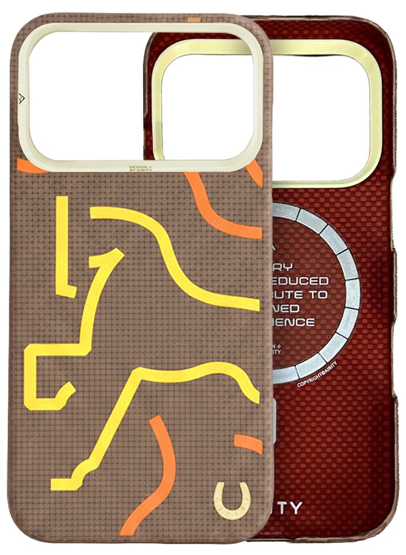 AIRITY Horse Style Bamboo Fiber Protective Case for iPhone 17 Pro – Ultra Durable, Lightweight & Premium Design with Screen Protector Brown Yellow - Image 5