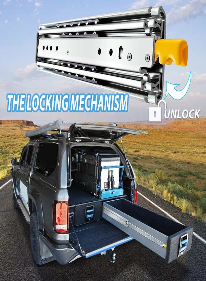 VAGUDE with Lock Heavy Duty Drawer Slides 12 14 16 18 20 22 24 26 28 30 32 34 36 40 44 48 52 56 60 Inch 500 Lbs Side Mount Full Extension Ball Bearing Rails Rail Tool Box Runner Width:76mm, 12 Inch - Image 5