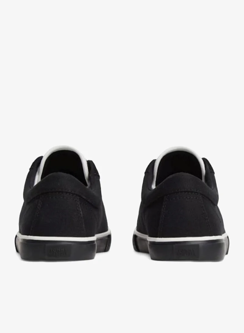 Tommy Hilfiger Ecru/Black Canvas Enamel Flag Trainers for Women | Best Price UAE