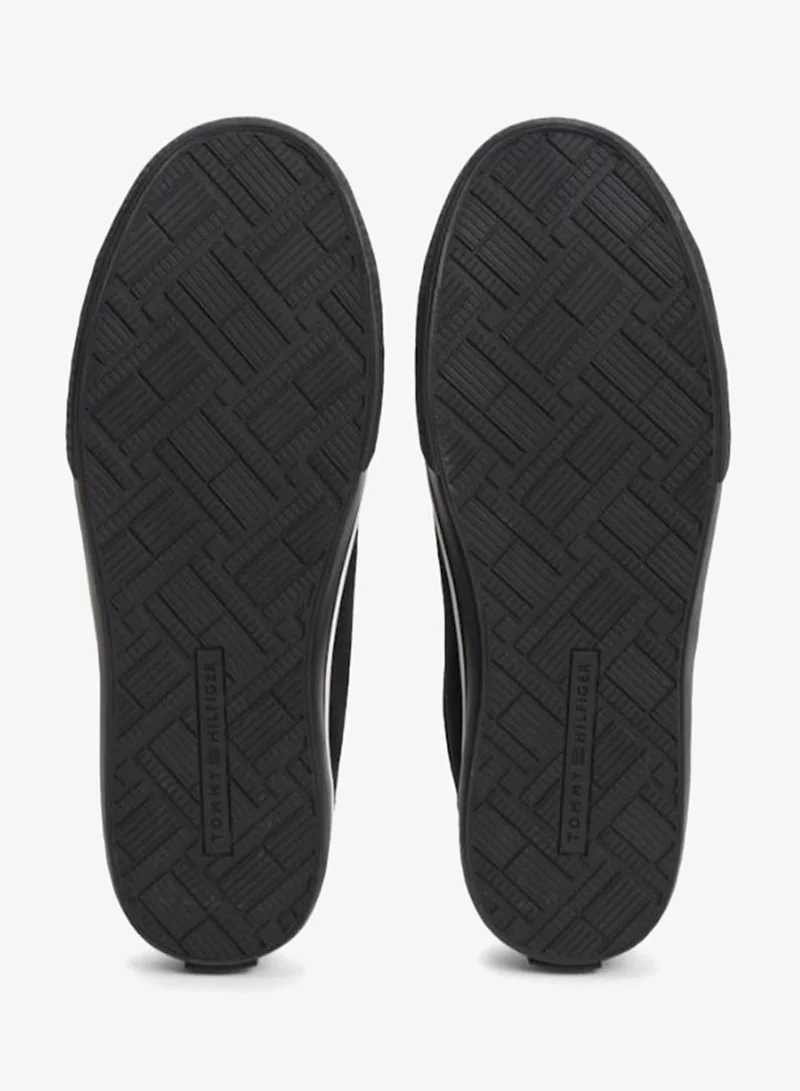 Tommy Hilfiger Ecru/Black Canvas Enamel Flag Trainers for Women | Best Price UAE