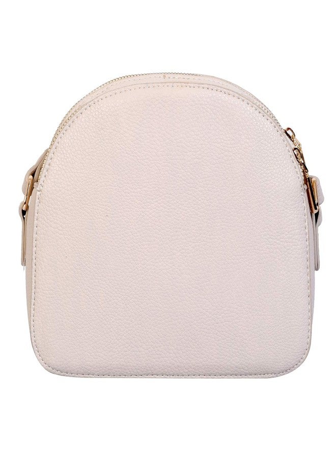 Lino Perros Womens White Synthetic Leather Sling Bag (Off White) - Image 4