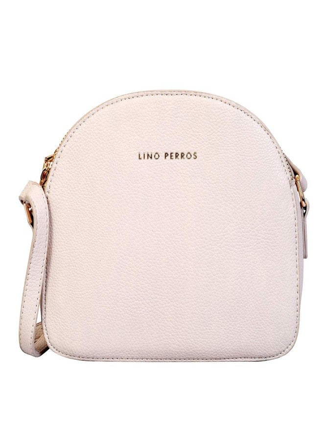 Lino Perros Womens White Synthetic Leather Sling Bag (Off White) - Image 1
