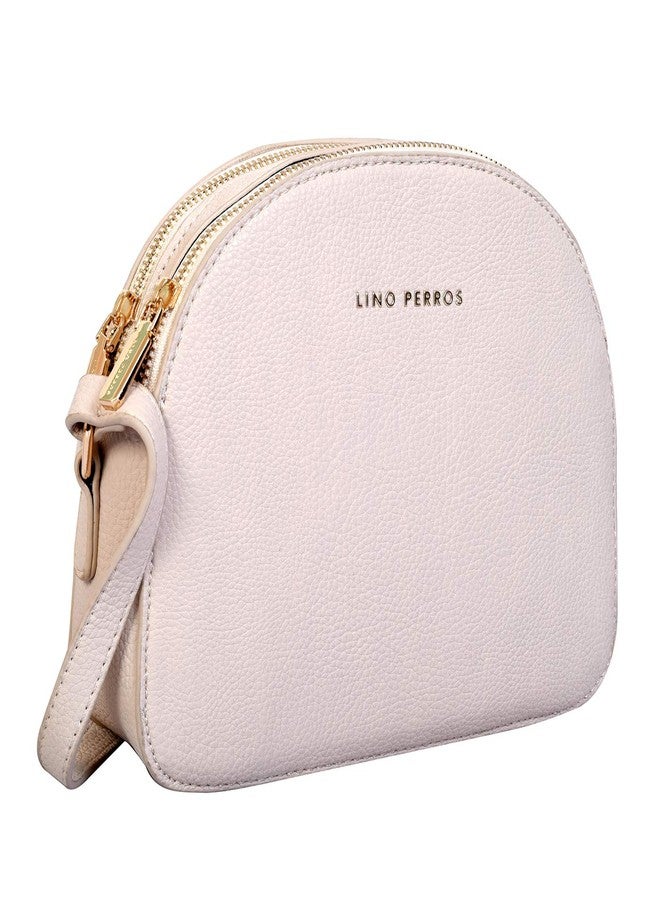 Lino Perros Womens White Synthetic Leather Sling Bag (Off White) - Image 2