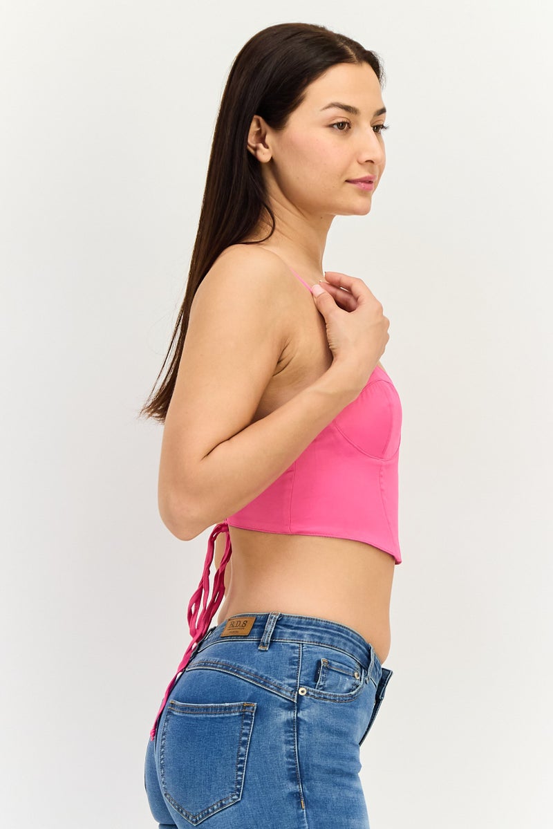 Bershka بلوزة نسائية بدون أكمام بتصميم قلب، وردية - Image 2