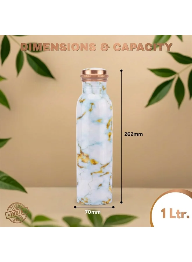 Mobcos Mobcos Sky Gold Marble Copper W Bottle 1 Ltr Mobcos Sky Gold Marble Copper Water Bottle 1 Ltr, 99% Pure Copper Bottle with Leakproof Screw Cap, Handmade Marbled Design, Reusable Water Bottle for Home, Office & Travel  | Best Price UAE