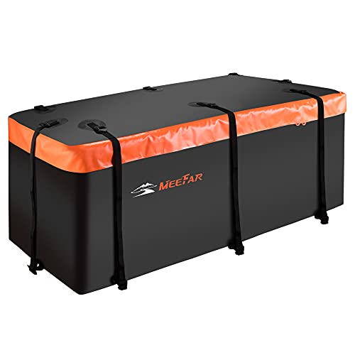 MeeFar Hitch Mount Cargo Carrier Bag Soft Shell 100% Waterproof 20 Cubic Feet (59" 24" 24") Include 8 Reinforced Straps for Truck Pickup All Vehicle with Steel Cargo Basket - Image 1