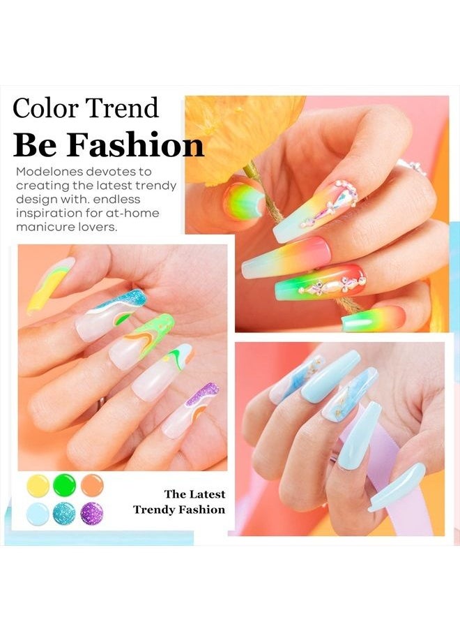 modelones - Modelones 36 Pcs Gel Nail Polish Kit, 2023 Spring Summer Rainbow Color Gel Polish Set 7ml Soft Pink Red Green Bright Neon Holiday Nail Polish Gel Glitter Soak Off LED Nail Art Kit Starter DIY Gift for - Image 1
