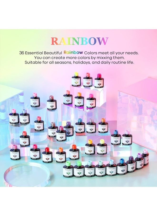 modelones - Modelones 36 Pcs Gel Nail Polish Kit, 2023 Spring Summer Rainbow Color Gel Polish Set 7ml Soft Pink Red Green Bright Neon Holiday Nail Polish Gel Glitter Soak Off LED Nail Art Kit Starter DIY Gift for - Image 1