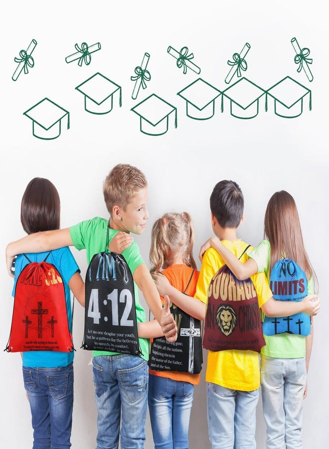 Bulyoou 24 Pcs Religious Drawstring Backpack Christian Drawstring Bags Large Jesus Bible Verse String Bag Sunday School Gifts - Image 4