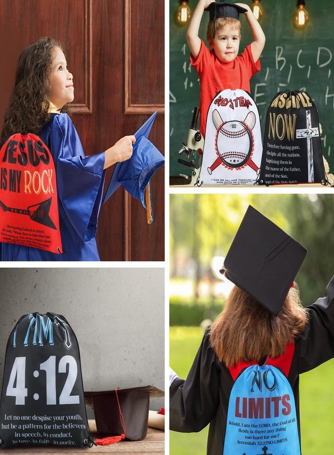 Bulyoou 24 Pcs Religious Drawstring Backpack Christian Drawstring Bags Large Jesus Bible Verse String Bag Sunday School Gifts - Image 5