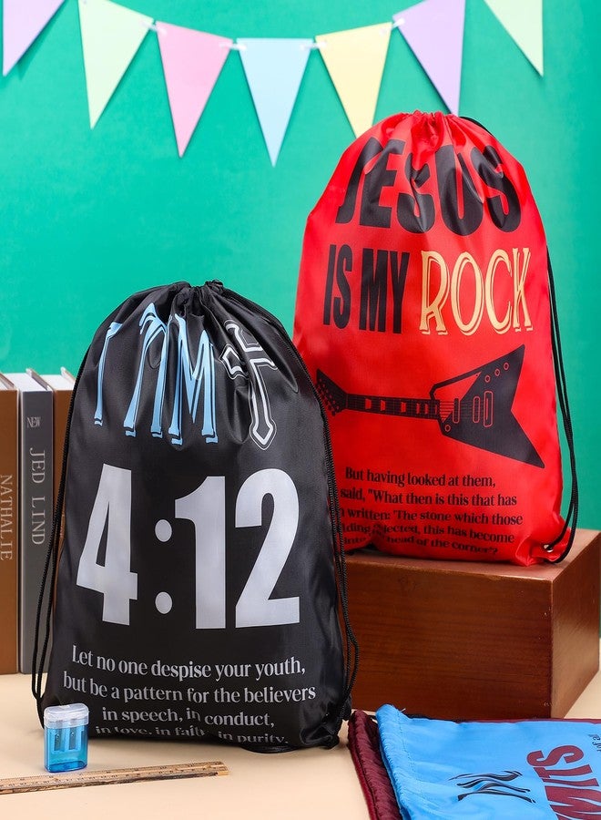 Bulyoou 24 Pcs Religious Drawstring Backpack Christian Drawstring Bags Large Jesus Bible Verse String Bag Sunday School Gifts - Image 3