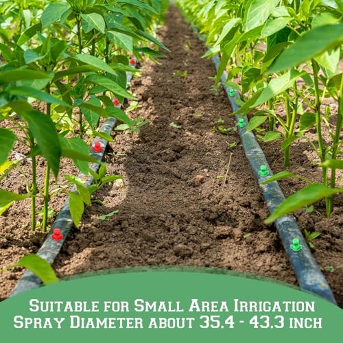 Tujoe 300 Pcs Misting Nozzle Sprayer 90/180/360 Degree Atomizing Micro Sprinklers Drip Ring Irrigation Emitters Sprinkler Nozzle Refraction Drip Emitters for Garden Agriculture Lawn - Image 4
