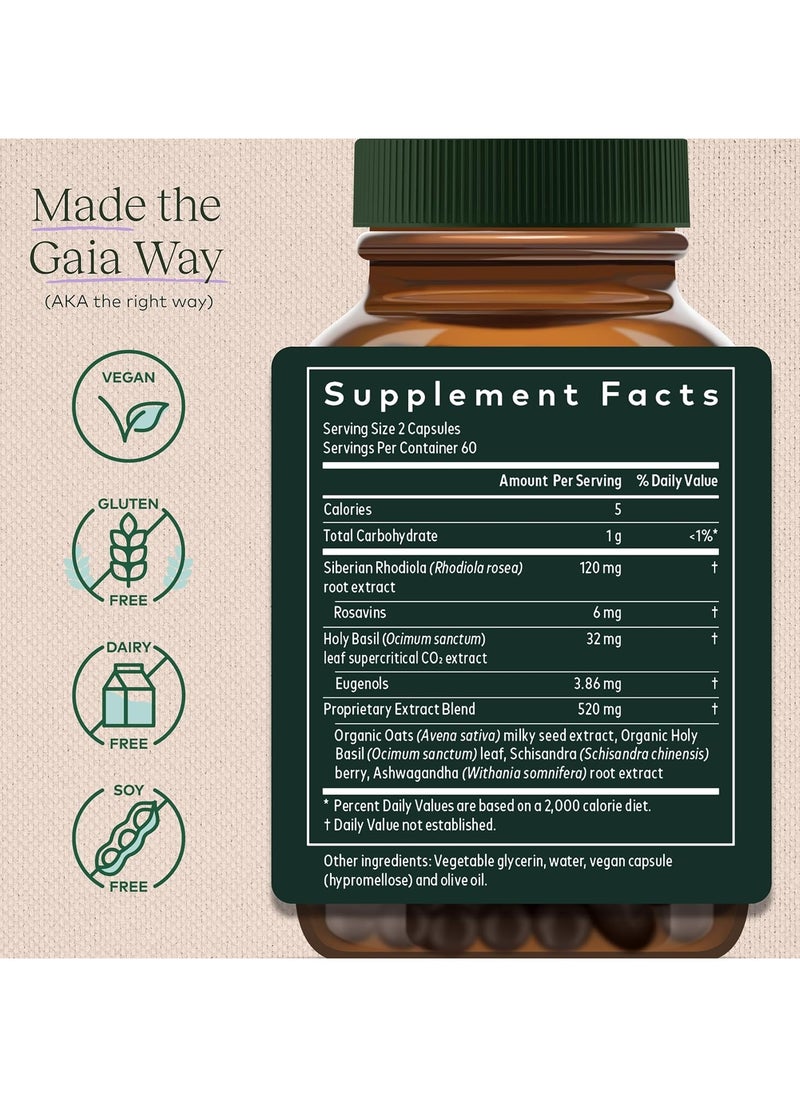 Gaia Herbs - Adrenal Health Daily Support - Support for the Stressed and Overworked - Concentrated Formula, Full Spectrum, Supercritical Extract - 60 Vegan Liquid Phyto-Caps Herbal Supplement - Image 1