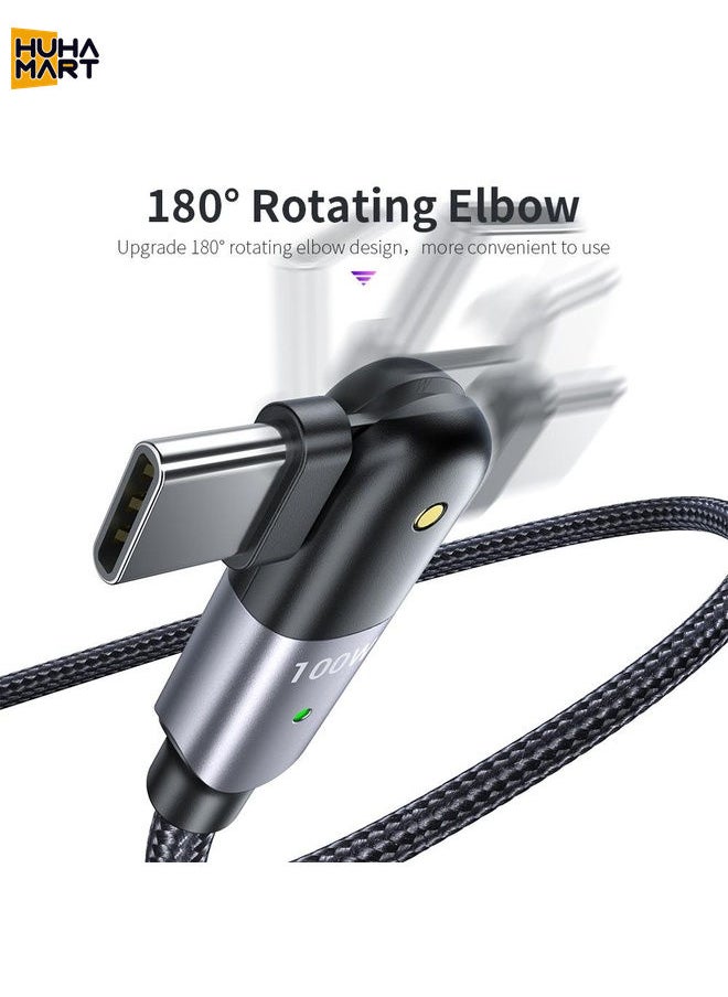 HuHa Mart FXCTL-WYA09 100W 5A USB-C / Type-C to Type-C 180 Degree Rotating Elbow Fast Charging Cable, Length:2m(Red)  - Image 4