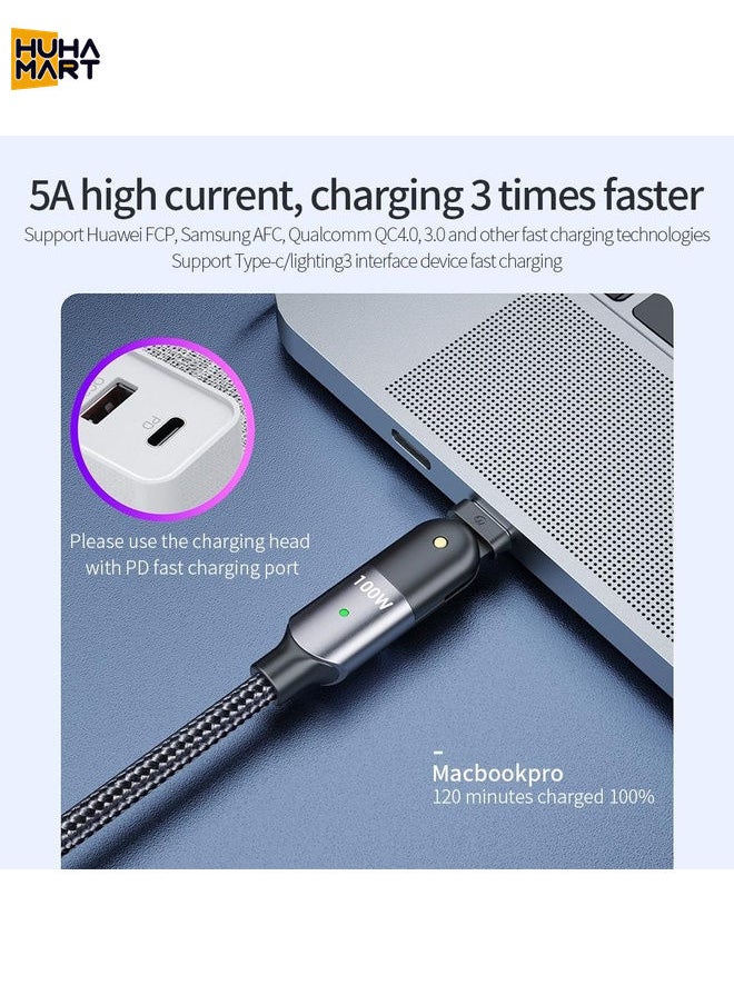 FXCTL-WYA09 100W 5A USB-C / Type-C to Type-C 180 Degree Rotating Elbow Fast Charging Cable, Length:2m(Red)