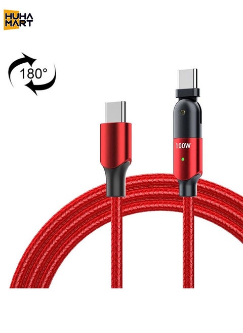 FXCTL-WYA09 100W 5A USB-C / Type-C to Type-C 180 Degree Rotating Elbow Fast Charging Cable, Length:2m(Red)
