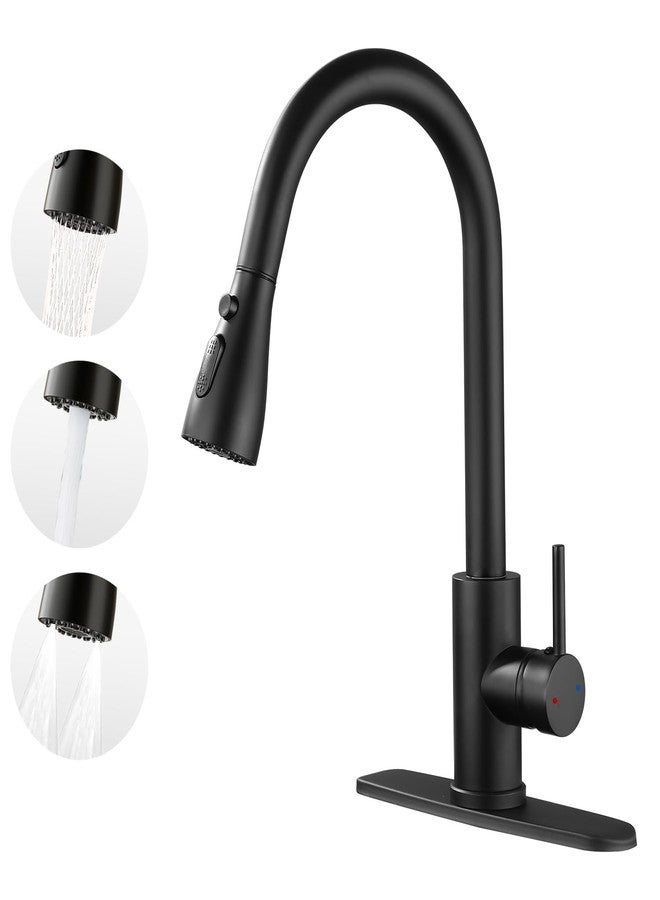 Oersitor Kitchen Faucet with Pull Down Sprayer，Stainless Steel Single Handle Kitchen Faucet，1/3 Hole, Deck Plate Included，Suitable for farmhouses, Campers, Laundry Rooms, RVs, and Bars(Black) - Image 1