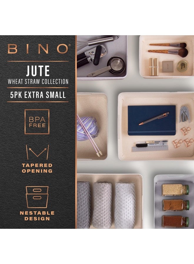 BINO | Woven Plastic Basket | XS (Natural Grey), 5-Pack | THE JUTE COLLECTION | Home Organization, Space - Saving Storage, Stylish Design | Jute Basket | Plastic Storage Basket - Image 2
