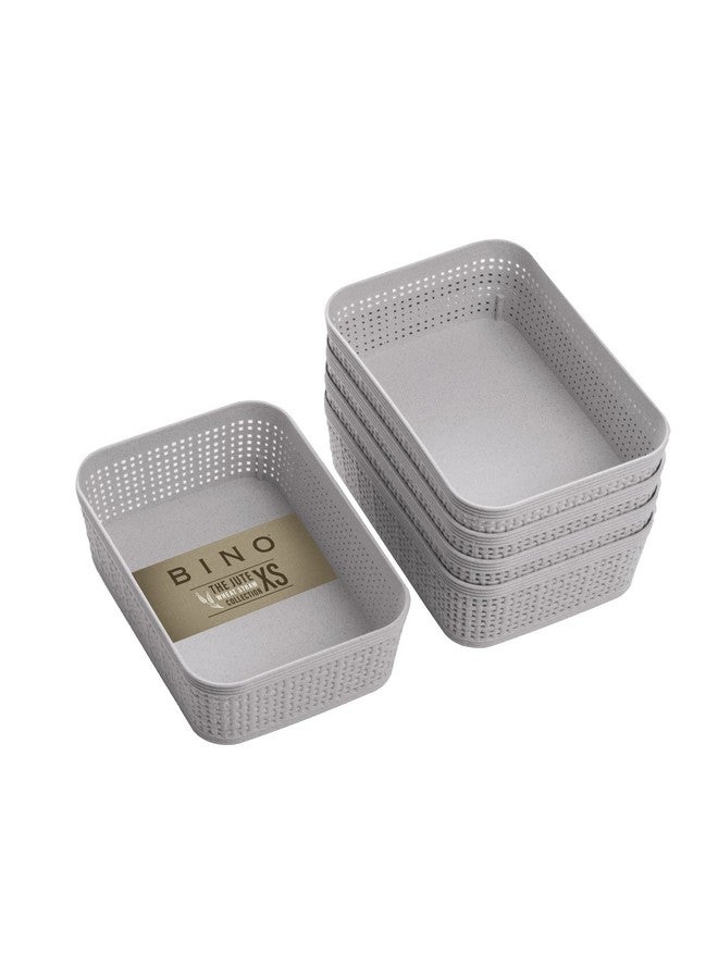 BINO | Woven Plastic Basket | XS (Natural Grey), 5-Pack | THE JUTE COLLECTION | Home Organization, Space - Saving Storage, Stylish Design | Jute Basket | Plastic Storage Basket - Image 1