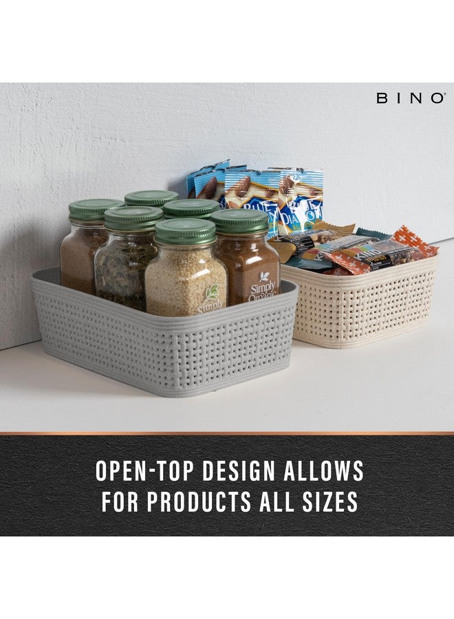 BINO | Woven Plastic Basket | XS (Natural Grey), 5-Pack | THE JUTE COLLECTION | Home Organization, Space - Saving Storage, Stylish Design | Jute Basket | Plastic Storage Basket - Image 4