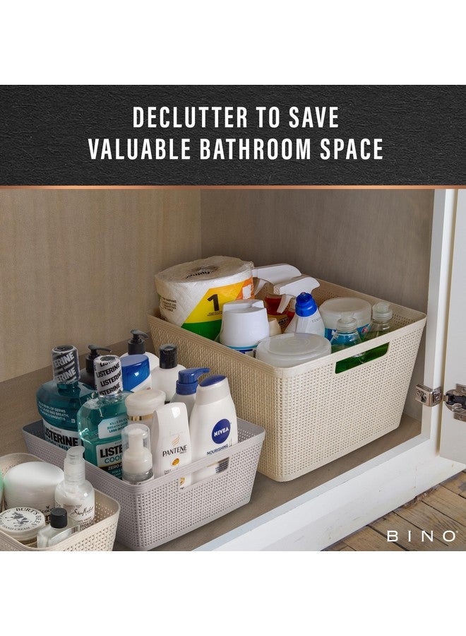 BINO | Woven Plastic Basket | XS (Natural Grey), 5-Pack | THE JUTE COLLECTION | Home Organization, Space - Saving Storage, Stylish Design | Jute Basket | Plastic Storage Basket - Image 5