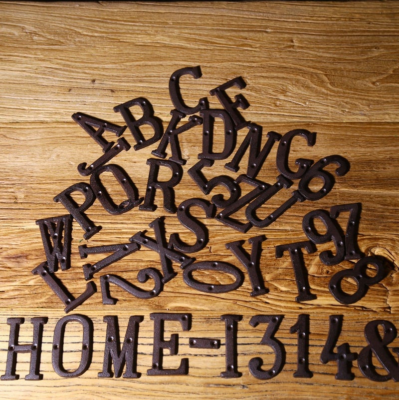 Zakka Grocery Wrought Iron Decorations Cast Iron Metal Number Letter Creative Diy Doorplate Letter Symbol - Image 4